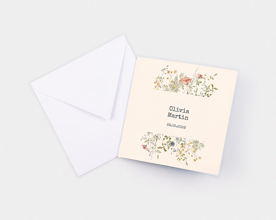 quadratisch gefalteten Karten