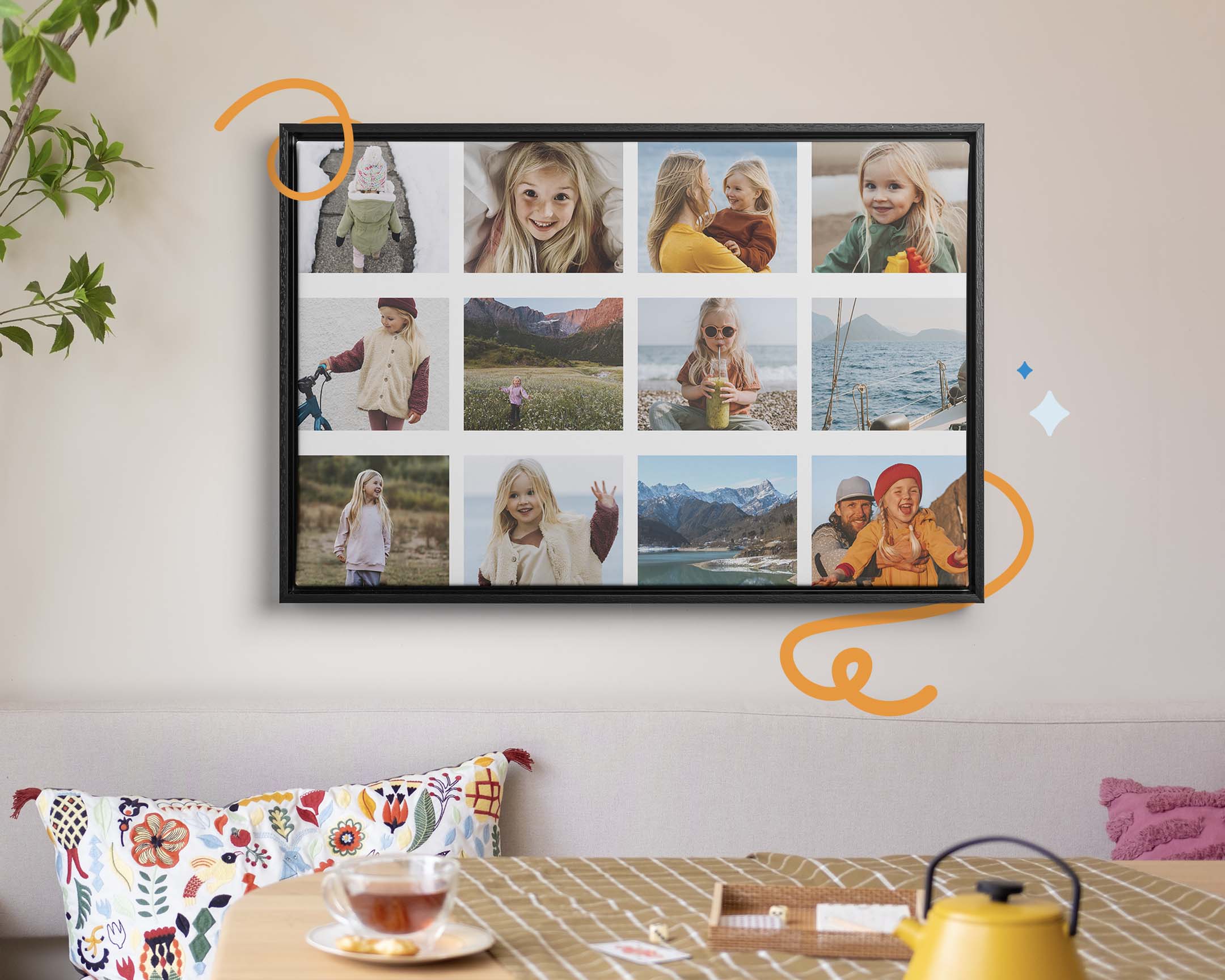 Wandbild mit Fotocollage: Erinnerungen als Mosaik