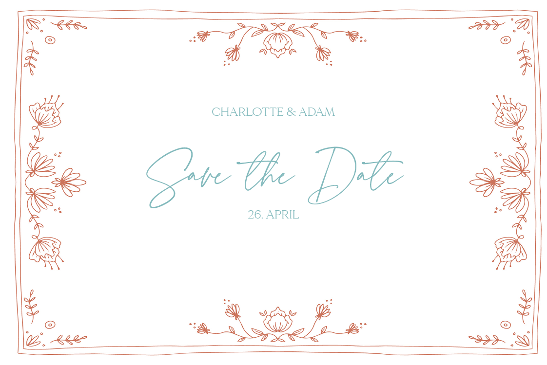 Save the date — Gemalte Blumen