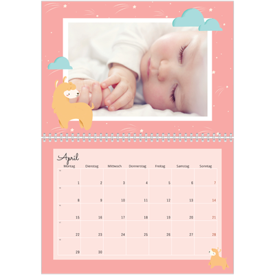 Fotokalender A4 doppelt (30 x 40 cm) — Süße Tiere [April]