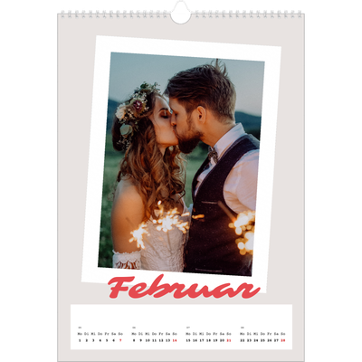 A3 Jahreskalender — Karminrote Signatur [Februar]