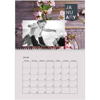Fotokalender A4 doppelt — Monatsnamen in Blockschrift