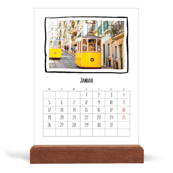 Tischkalender mit Holzfuß Hochformat — Scrapbook-Schnappschüsse