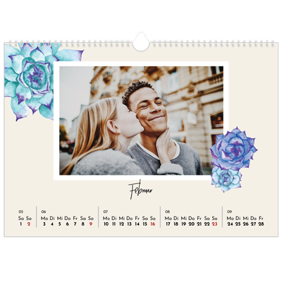 Fotokalender A3 — Gemalte Blumen [Februar]