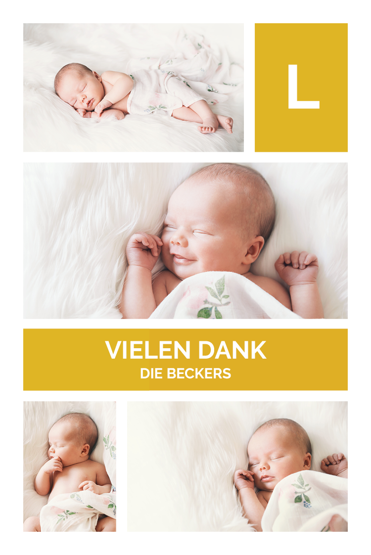 Dankeskarten — Namen in Farbe