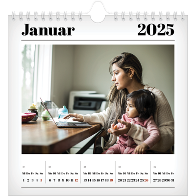 Jahreskalender Quadratisch — Zeitschriften-Stil [Januar]
