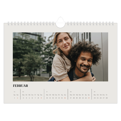 Fotokalender A4 — Schlicht in Creme [Februar]