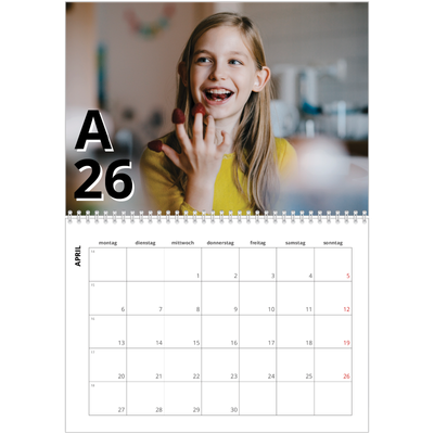 Fotokalender A4 doppelt (30 x 40 cm) — Große Zeichen [April]