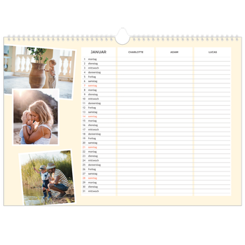 Fotokalender A3 — Moderner Planer - 3-köpfige Familie