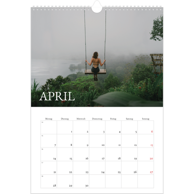 A3 Jahreskalender — Einfacher Serif [April]