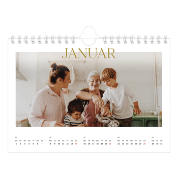Fotokalender A5 — Großer goldener Text