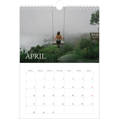 Fotokalender A4 (20 x 30 cm) — Einfacher Serif [April]