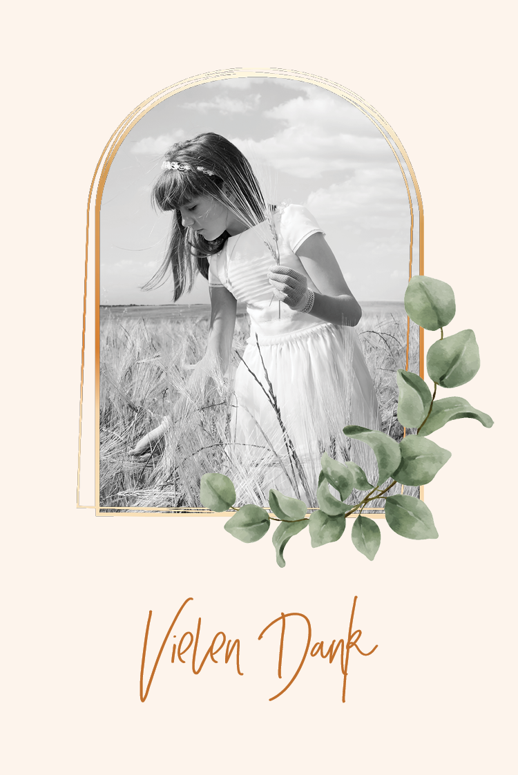 Dankeskarten — Goldener botanischer Bogen