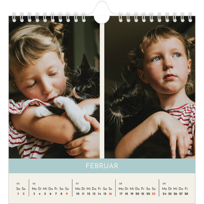 Jahreskalender Quadratisch — Pastellfarbene Monate [Februar]