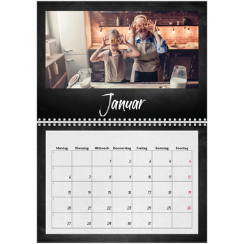 Fotokalender A4 doppelt — Kreidetafel-Stil