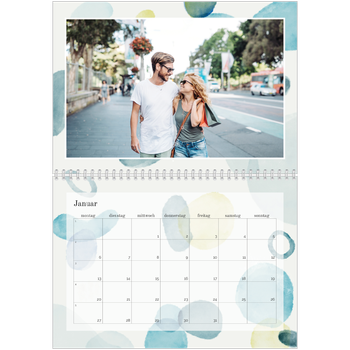 Fotokalender A4 doppelt — Wasserfarbentupfer