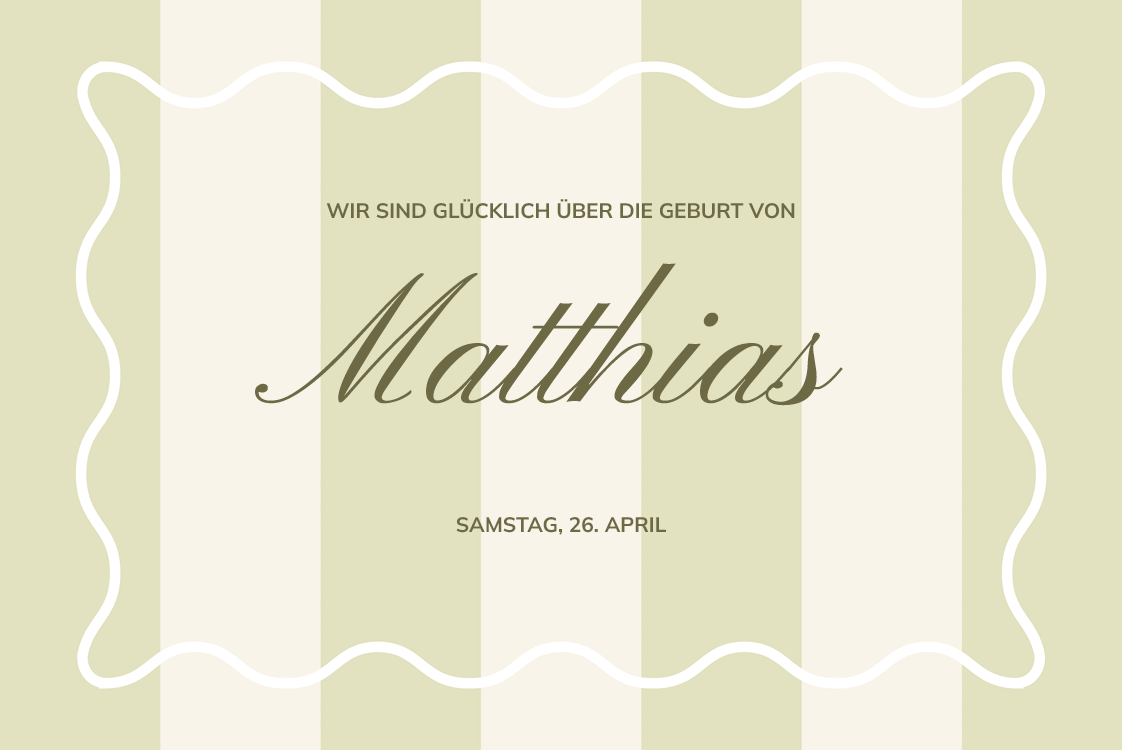 Einladungskarten — Stempel und Streifen Olive