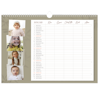 Fotokalender A3 — Warme Erdtöne - 5-köpfige Familie