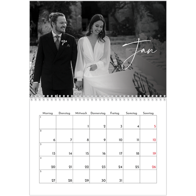 Fotokalender A4 doppelt (30 x 40 cm) — Elegante Schrift [Januar]