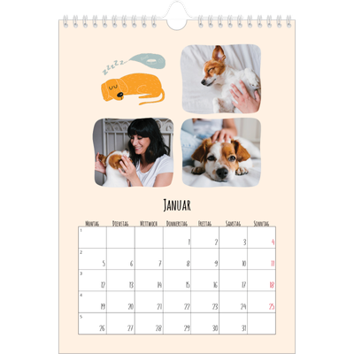 Fotokalender A4 (20 x 30 cm) — Hundepfoten und Kritzeleien [Januar]