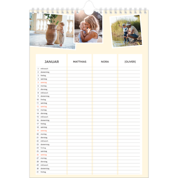Fotokalender A4 — Moderner Planer - 3-köpfige Familie