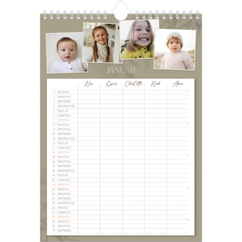 Fotokalender A4 — Warme Erdtöne - 5-köpfige Familie