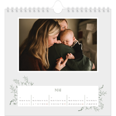 Jahreskalender Quadratisch — Zart geblümt [deckblatt]