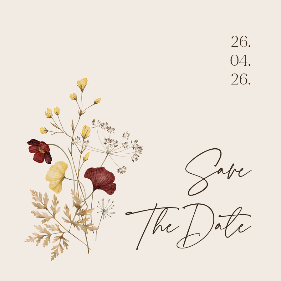 Save the date — Natürliche Hochzeit
