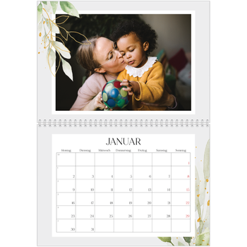 Fotokalender A4 doppelt — Floraler Akzent