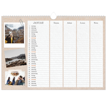 Fotokalender A3 — Handgemachter Planer - 4-köpfige Familie