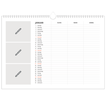 Fotokalender A3 — Gestalte selbst - 3-köpfige Familie