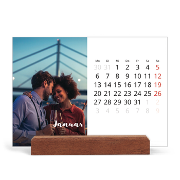 Tischkalender mit Holzfuß Querformat — Monat