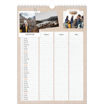Fotokalender A4 — Handgemachter Planer - 3-köpfige Familie