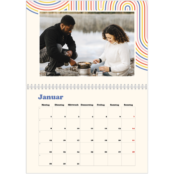 Fotokalender A4 doppelt — Retro-Streifen