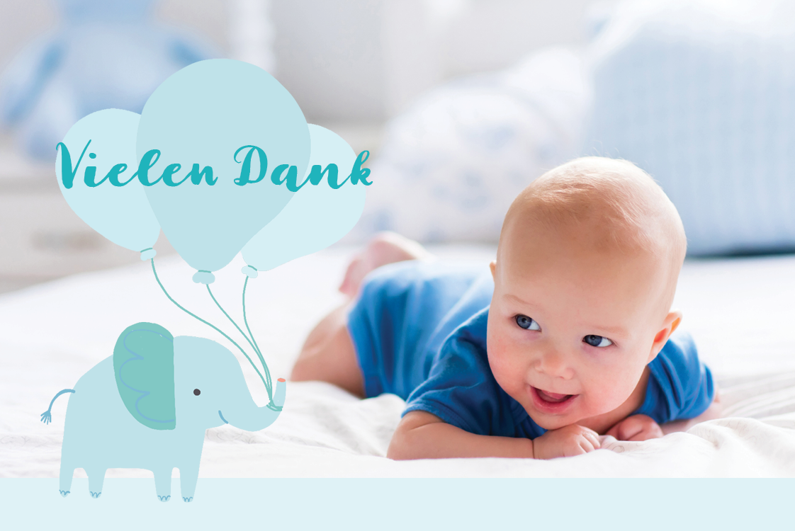 Dankeskarten — Blauer Elefant