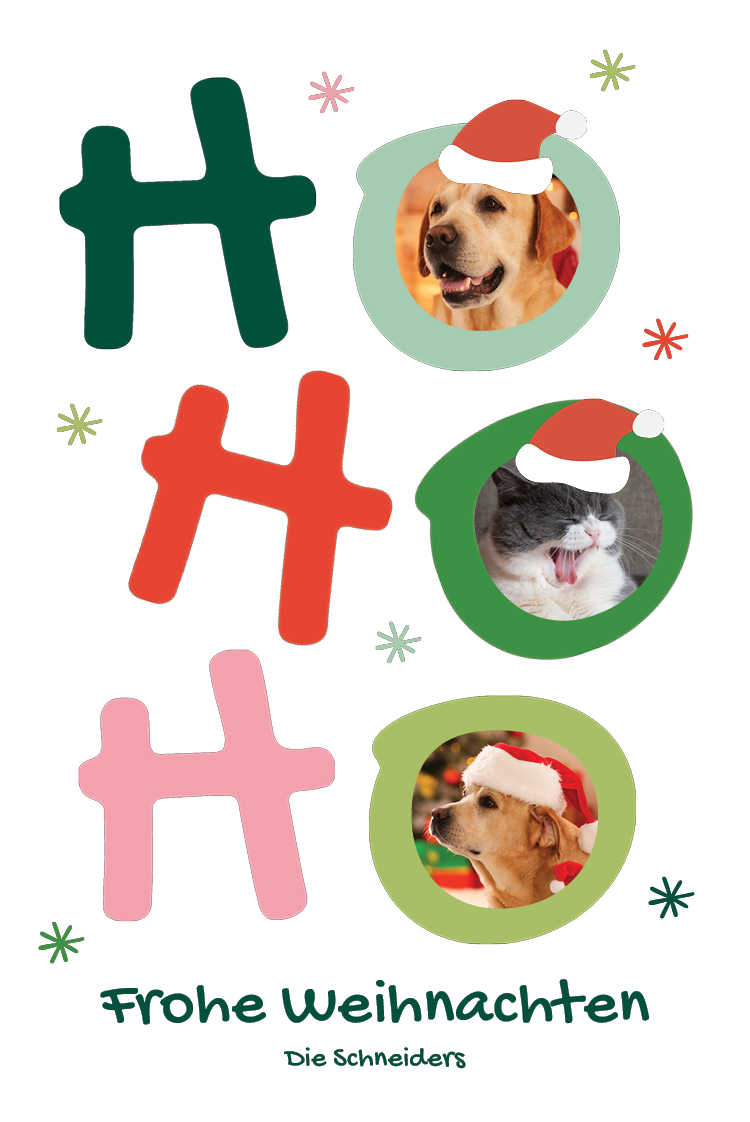 Fotokarten — Weihnachtshund und -katze