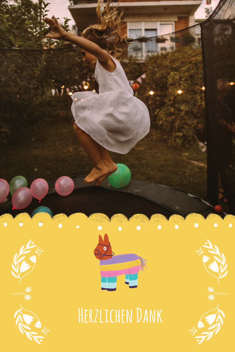 Dankeskarten — Piñata-Party