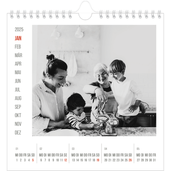 Fotokalender Quadratisch — Rote Highlights