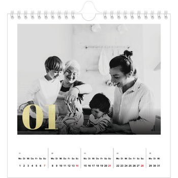 Fotokalender Quadratisch — Große Glitzerzahlen