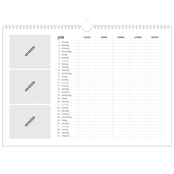 Fotokalender A3 — Gestalte selbst - 5-köpfige Familie