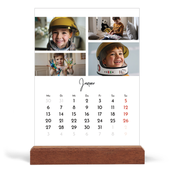 Tischkalender mit Holzfuß Hochformat — Fotoarrangement
