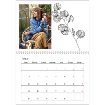 Fotokalender A4 doppelt — Blumenzeichnungen