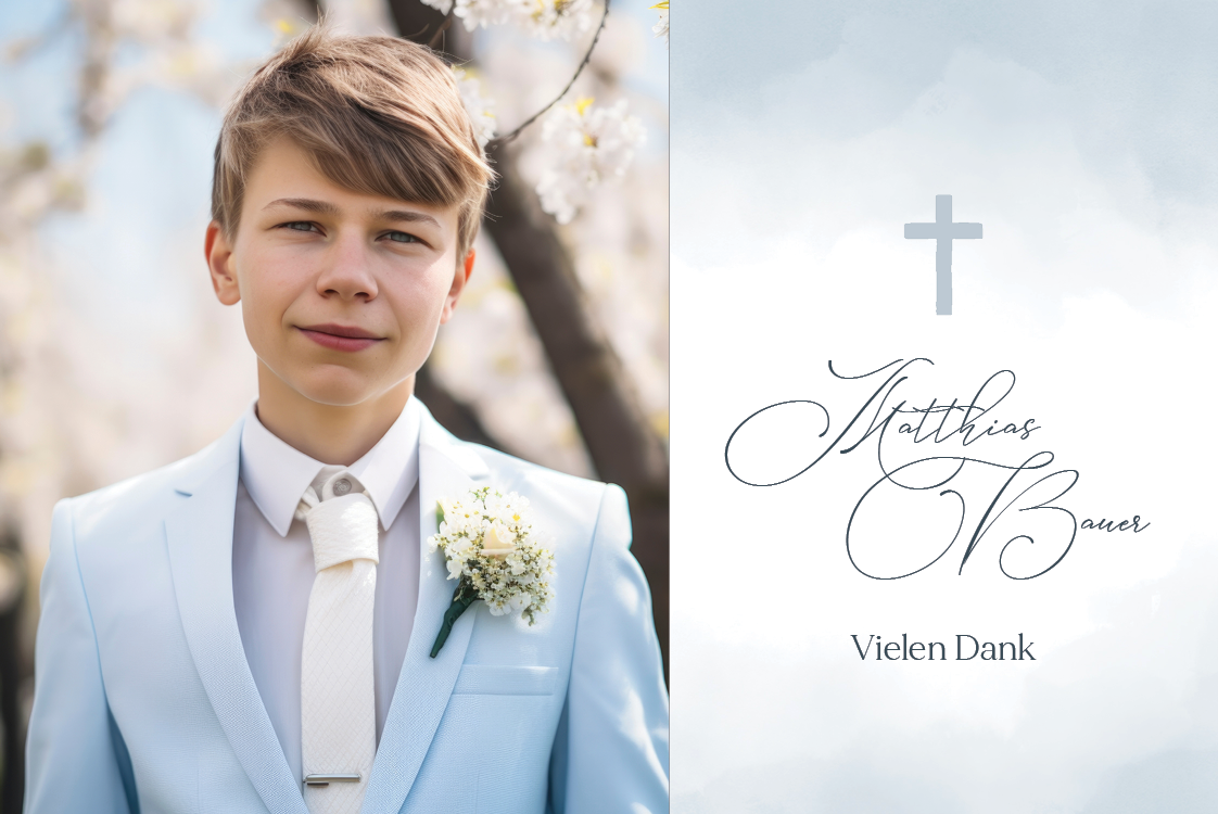 Dankeskarten — Aquarell-Abstrakt Blau