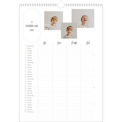 A3 Familienplaner — Große Pläne - 4-köpfige Familie [Februar]