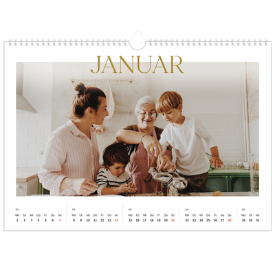 Fotokalender A3 — Großer goldener Text [Januar]