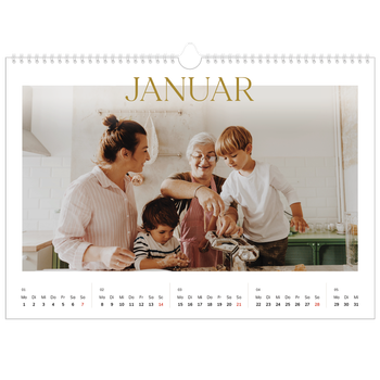 Fotokalender A3 — Großer goldener Text