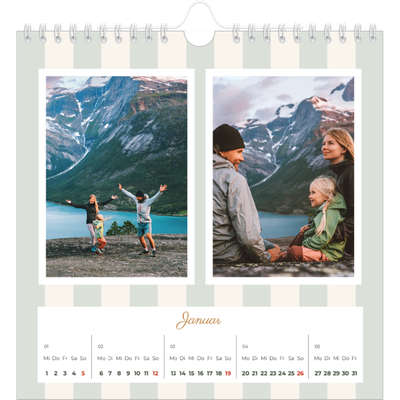 Jahreskalender Quadratisch — Schrift und Streifen [Januar]