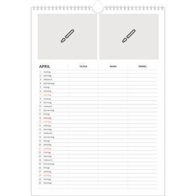 A3 Familienplaner — Gestalte selbst - 3-köpfige Familie [April]