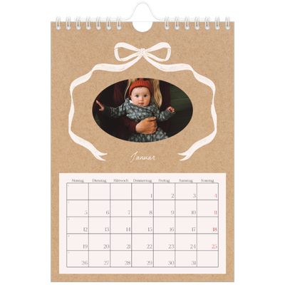 Fotokalender A5 — Kraftpapier und Schleife [Januar]
