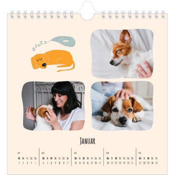 Fotokalender Quadratisch — Hundepfoten und Kritzeleien